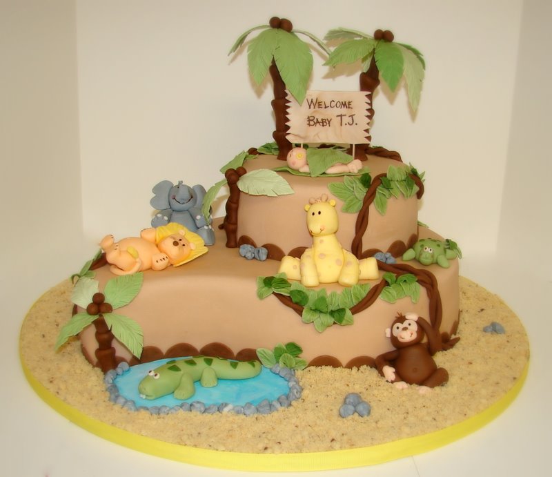 jungle shower cake