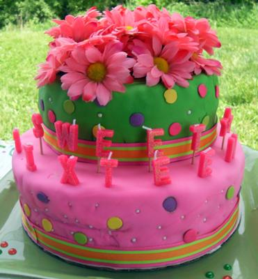 Birthday Cakes on Green Sweet 16 Birthday Cakes    Pink And Green Sweet 16