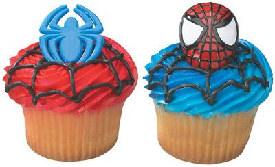 Spiderman Birthday Cakes on Spiderman Birthday Cupcakes    Spiderman Cupcake Rings