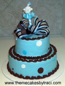 Blue and Brown Baby Shower Cake