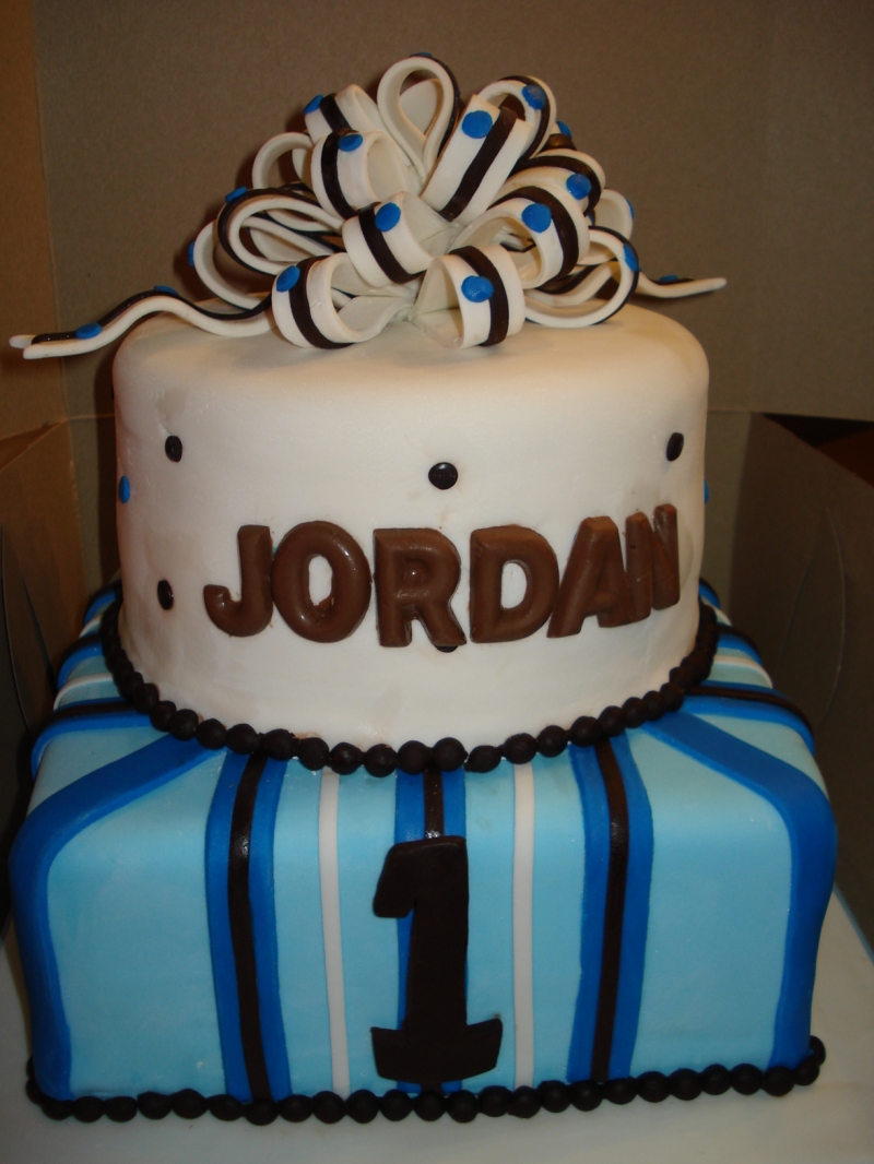 Blue and Chocolate Brown Birthday Cakes