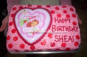 Happy Birthday Heart Cookie On Strawberry Cake